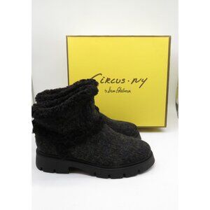 Circus Ny By Sam Edelman Clare Black Fuzzy Ankle Boots Winter Comfort 12 NEW